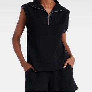 VARLEY Loretta jersey sleeveless half-zip sweatshirt Black Size Small EUC